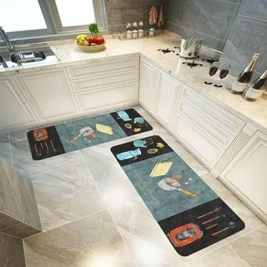 Imagem de Passadeira para Cozinha Antiderrapante Kit 2 Peças | Tapete Lavável Secagem Rápida | Poliéster(C-8-1.2MX0.4M+0.6M.0.4M)
