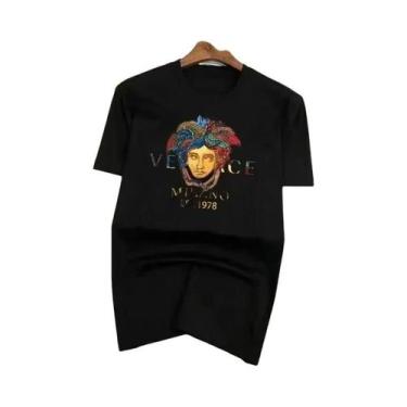 Imagem de Camiseta Esportiva Masculina De Verão Em Algodão Respirável Com Estamp