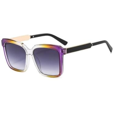 Imagem de HPIRME Óculos de armação grande e moderna para homens e mulheres com proteção UV400 (roxo)