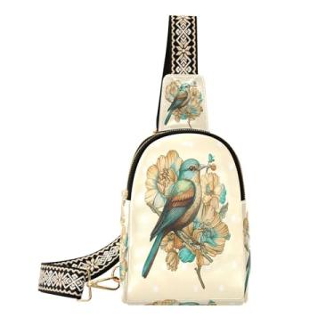 Imagem de CEBUGI Bolsa tiracolo de couro pequena Bird para mulheres, pochete transversal para trilhas, viagens ao ar livre