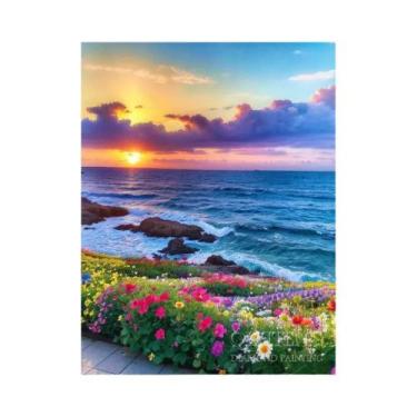 Imagem de Paisagem De Praia 5D DIY Bordado Com Diamantes Kits De Pintura Complet