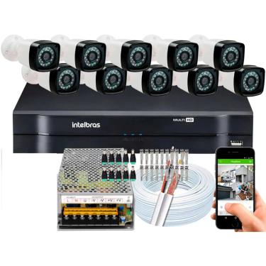Imagem de Kit Cftv 10 Cameras Segurança Hd infravermelho Dvr Intelbras 1116 S/ HD
