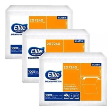 Imagem de Kit 3 Pacotes de Papel Toalha Interfolhado com 1.000 Folhas - Elite