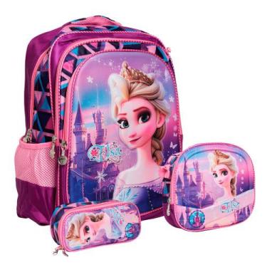 Imagem de Kit Mochila Escolar Infantil Feminina Desenho Princesa - Plike