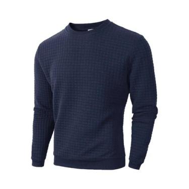 Imagem de Suéter Masculino Casual Quente De Manga Longa Com Gola Redonda, Corte 