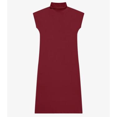 Imagem de Vestido Super Midi Feminino Com Gola Alta Rovitex Vermelho, P, Vermelh