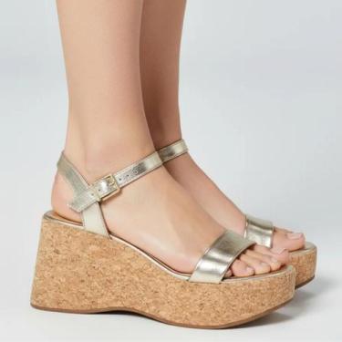 Imagem de Sandália Feminina Vizzano Plataforma Anabela Cortiça 6559203 Cor:Doura