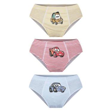 Imagem de Kit 3 Cueca Slip Carros Lupo Algodão Infantil 175-089, Sortido 0962, P
