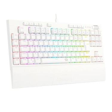 Imagem de Teclado Mecânico Óptico Redragon, Broadsword PRO, Branco, RGB, Switch 