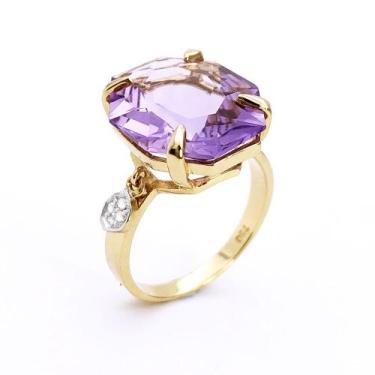 Imagem de Anel em Ouro 18K Ametista e Diamantes - AU5143 - BRUNA TESSARO JOIAS, 