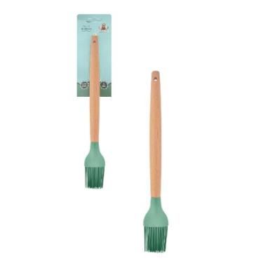 Imagem de Pincel Culinário de Silicone Verde Cabo Madeira Linha Bons Cheff - KOP