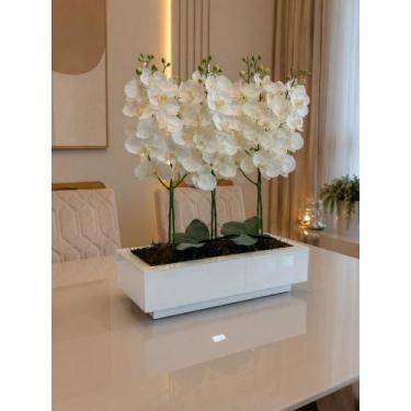 Imagem de Vaso De Vidro Branco Plantas Luxo Decoração - Inova Decor