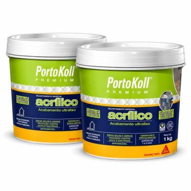 Imagem de Kit 2 Rejunte Acrílico PortoKoll 1kg Grafite - SIKA