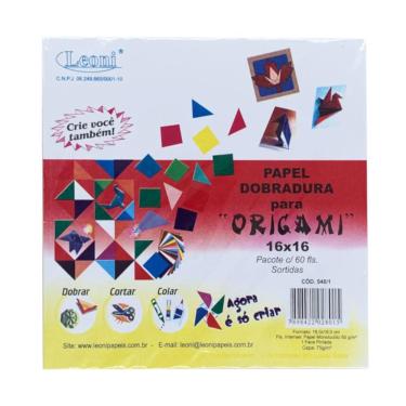 Imagem de Papel Dobradura Para Origami Leoni 16X16Cm 60 Folhas