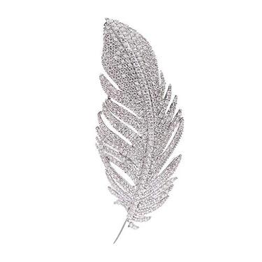 Imagem de Broche de pena de strass para mulheres, masculino, moderno, cristal, delicado, folha, broche, lapela, acessórios, acessórios, joias, Boutonniere, corsagem para chapéu, bolsa, terno, gravata, aniversário de casamento