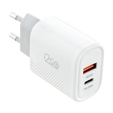 Imagem de Carregador de Parede Ultra Rápido com 1 Saída USB-C Power Delivery 20W + 1 Saída USB-A 18W I2GO - i2GO PRO, Branco