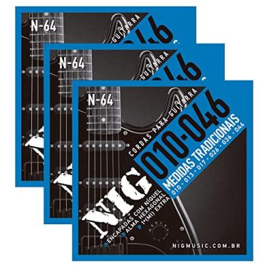 Imagem de Kit Com 03 Jogos De Cordas Nig Para Guitarra Elétrica 010