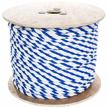 Imagem de Corda de polipropileno torcido com 3 fios West Coast Paracord - À prova d'água e flutua na água, White & Blue, 3/4 Inch x 300 Feet