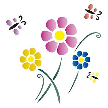 Imagem de Stencil de Acetato para Pintura OPA Simples 14 x 14 cm - 986 Flores