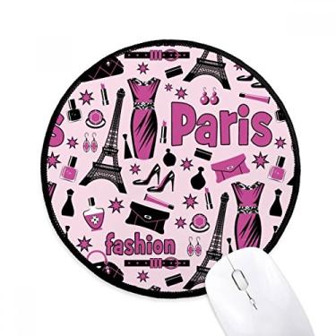 Imagem de Mouse pad Dressing Lady France Torre Eiffel rosa mesa escritório tapete redondo para computador