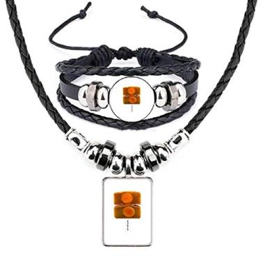 Imagem de Conjunto de joias de pulseira de couro com pingente de bolo de lua de lótus