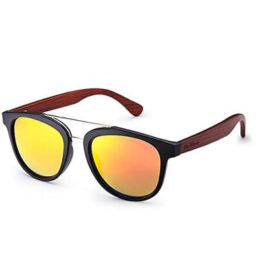 Imagem de Óculos de Sol HU WOOD Polarizado com Proteção UV400 Estilo Espelhado Madeira Bambu (C2)