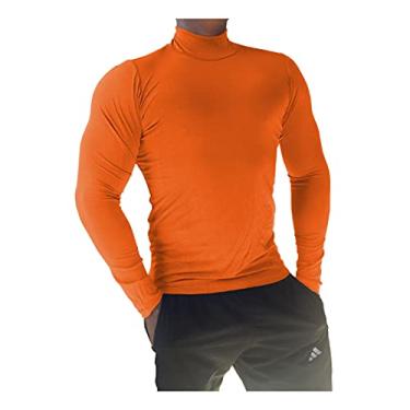 Imagem de Camiseta Masculina Gola Alta Manga Longa Sjons cor:laranja;tamanho:p