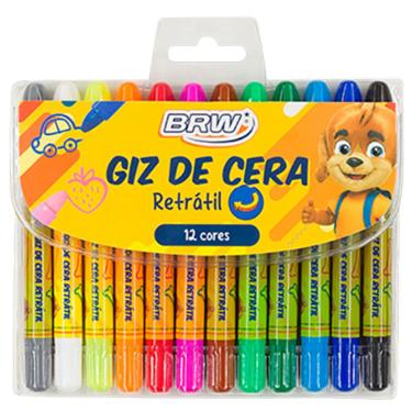 Imagem de Giz de Cera Aquarelável Retrátil 12 cores Marca BRW