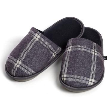 Imagem de Chinelo de Quarto Masculino Fechado Xadrez Cinza Escuro - 08.08.016
