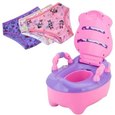 Imagem de Pinico Troninho Infantil Rosa Menina Penico Musical 15kg + Kit Calcinhas Algodão Estampa Sortida (M)