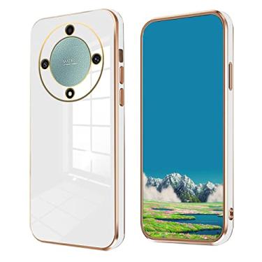 Imagem de Compatível com Honor Magic 5 Lite capa de silicone rosa, capa de telefone Honor X9a à prova de choque fina e macia (branca)