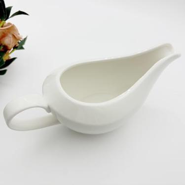 Imagem de Pacote com 1 molheira de porcelana, 530 ml, fácil de despejar molhos brancos para molhos de salada, leite, caldo, cremeira, micro-ondas e lava-louças