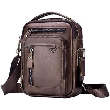 Imagem de Bolsa de ombro masculina de couro PU Bolsa mensageiro para viagens de negócios Pacote crossbody Bolsa lateral Bolsa casual para homens que trabalham, compras, escola, uso diário, marrom