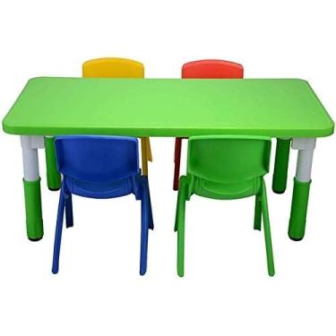 Imagem de Conjunto de mesa e cadeira infantil CTC, quarto infantil, sala de jogos, sala de estar, móveis de jardim de infância, fácil de limpar, adequado para crianças de 2 a 10 anos, amarelo, verde