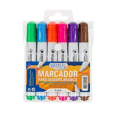 Imagem de Pincel Marcador Quadro Branco Blister com 6 Cores, BRW