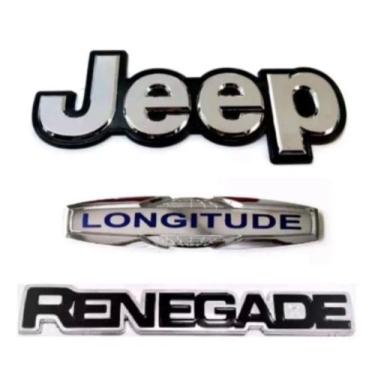 Imagem de kit 3  peças emblema letreiro jeep longitude Renegade porta-mala ano m