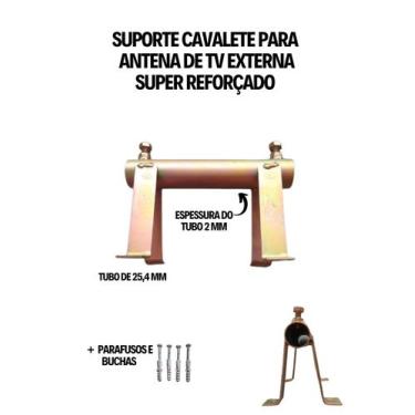 Imagem de Suporte para antena de TV externa Cavalete super reforçado tubo de 25,
