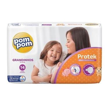 Imagem de FRALDA POMPOM DERMA PROTEK GRANDINHOS - 14un, Grandinhos, 14