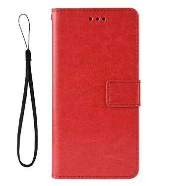 Imagem de IDEWEI Capa adequada para ZTE Nubia Red Magic 8 Pro+, capa flip de couro com design em pé, capa de telefone com compartimentos para cartão de carteira