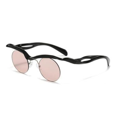 Imagem de Óculos de sol sem armação com corte de sobrancelhas, personalizado, armação pequena, circular, espelho, oco, UV400, chá preto, tamanho único