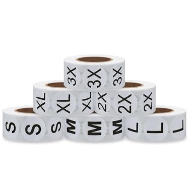 Imagem de Adesivos de tamanho da roupa Hybsk, etiquetas brancas redondas para vestuário de varejo P M G GG 2X 3X Total 6 rolos