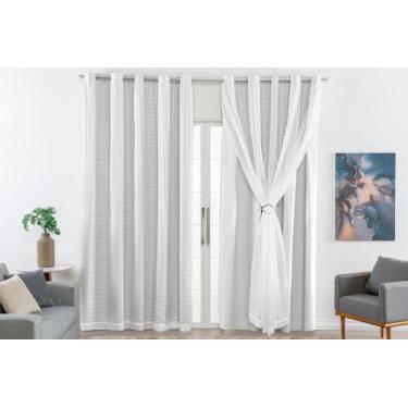 Imagem de Cortina blackout pvc coom voal xadrez 2,80 x altura - ideal para pé di