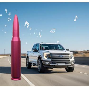 Imagem de Antena Bullet de carro caminhão 50 Cal Bullet Antena acessórios de rádio substituição universal para GMC Sierra 1500 Chevy Dodge Ram Silverado 1500 2500 3500 Ford F150 F250 F350 (vermelho rosa fosco,
