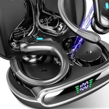 Imagem de Fones de Ouvido Bluetooth 5.3, Gancho de Orelha, 80 Horas de Reprodução, Tela LED Dupla, À Prova D'água IP7, Rosa