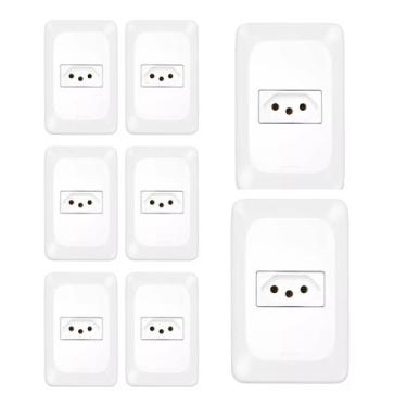 Imagem de Kit 8 Conjunto Tomada 2P+T Branco pop 10a 250v 4x2 pial legrand LGX030