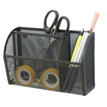Imagem de Porta-lápis magnético, organizador de armário de malha de 3 grades, organizador de escritório, cesta magnética para economia de espaço, suporte de caneta para geladeira, casa, escola e escritório
