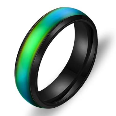 Imagem de Oneress Anel de humor que muda de temperatura para homens e mulheres, aliança de casamento durável de aço inoxidável, joias impermeáveis para casais, presente de design esportivo Y1854, Mood Ring for