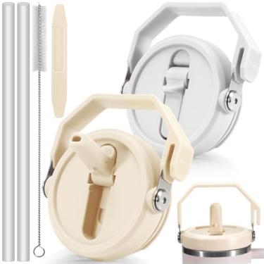 Imagem de ANTAND Tampas à prova de vazamento de 1,134 g apenas para copo Stanley Quencher H2.0, pacote com 2 tampas de substituição com alça de canudo destacável para acessórios de copo Stanley de 1,134 g