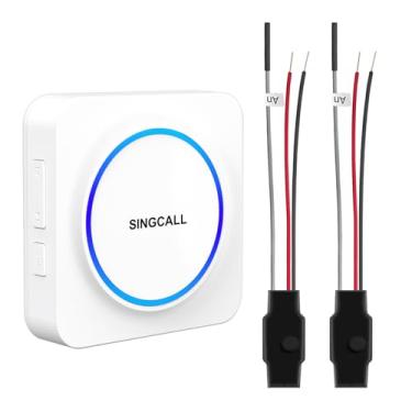 Imagem de SINGCALL Extensor de campainha sem fio converte com fio para sem fio para campainha com fio existente, receptor de LED portátil, 32 sinos e volume de 0-100 dB, fácil instalação para casa/garagem