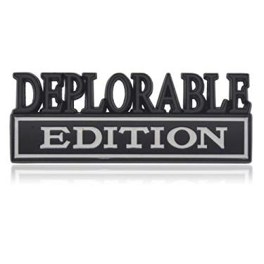 Imagem de GeeGeeTop Emblema universal edição deplorável adesivo de substituição para carro caminhão SUV compatível com Ford F150 Jeep Dodger Chevrolet Badge porta-malas dianteiro grade capô (preto + branco)